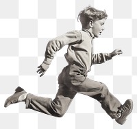 PNG Vintage boy running illustration