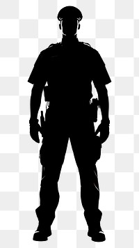 PNG Silhouette police officer standing strong