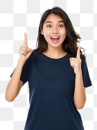 PNG Excited woman pointing upwards