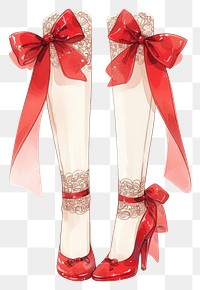 PNG  Elegant red bow stockings