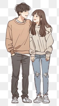 PNG Cute couple anime illustration