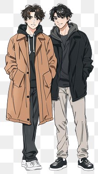 PNG Stylish anime characters in coats