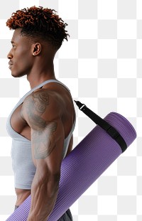 PNG Man carrying purple yoga mat