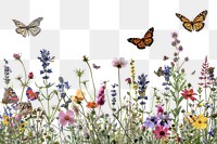 PNG Colorful butterflies in blooming meadow