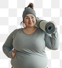 PNG Woman with yoga mat smiling