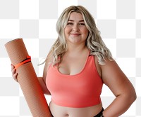 PNG Woman holding yoga mat smiling