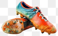 PNG Worn muddy soccer cleats pair