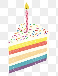 PNG Colorful birthday cake slice illustration