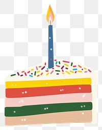 PNG Colorful birthday cake slice illustration