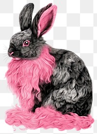 PNG Vibrant pink-bearded rabbit illustration