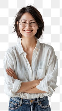 PNG Smiling woman wearing glasses