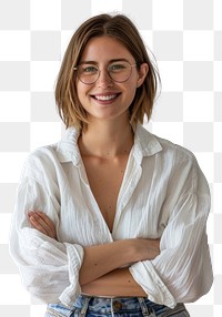 PNG Smiling woman wearing glasses