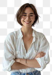 PNG Smiling woman wearing glasses