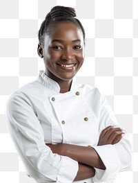 PNG African female chef happy dimples person.