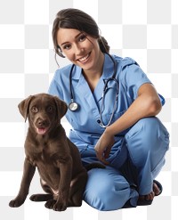 PNG  Veterinarian with adorable puppy