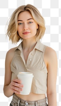 PNG  Woman holding coffee cup