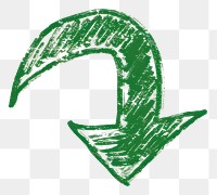 PNG  Green hand-drawn curved arrow