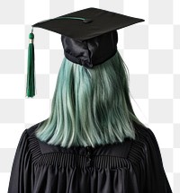 PNG Graduation cap green hair student