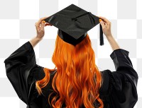 PNG Graduate adjusting cap, vibrant hair