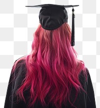 PNG Graduate with vibrant pink hair