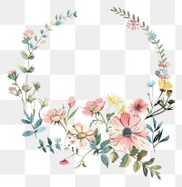 PNG  Delicate floral wreath illustration