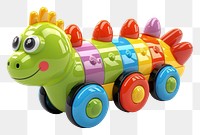 PNG  Colorful dinosaur toy with wheels