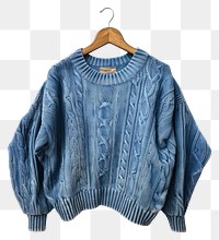 PNG  Cozy blue knit sweater