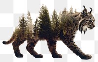 PNG  Lynx forest double exposure art