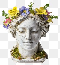 PNG Floral statue head art