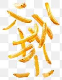 PNG Golden crispy fries floating