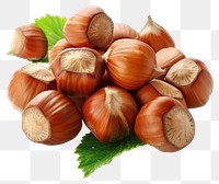 PNG Fresh hazelnuts with green leaves