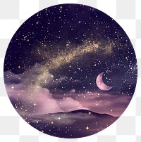 PNG Dreamy night sky illustration