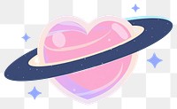 PNG  Heart planet with ring illustration