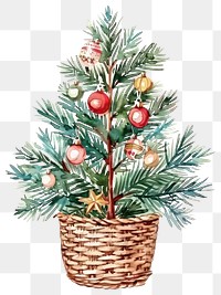 PNG Festive watercolor Christmas tree illustration