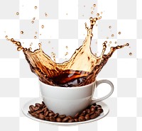 Splashing coffee cup beans