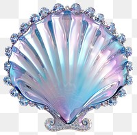 PNG Iridescent seashell with sparkling gems