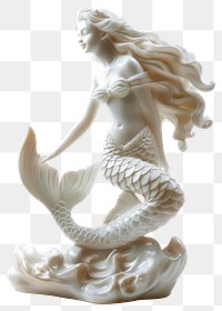 PNG Elegant mermaid sculpture in white