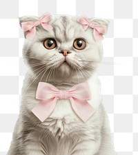 PNG  Adorable cat with pink bows