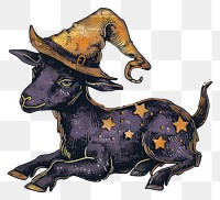 PNG Whimsical goat wearing wizard hat