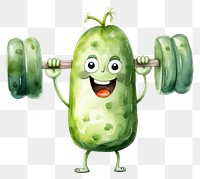 PNG Smiling pickle lifting green weights