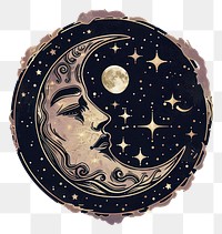 PNG Mystical moon face illustration art