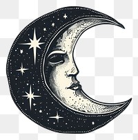 PNG Mystical moon with starry face