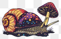 PNG Colorful snail with mushrooms