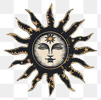 PNG Vintage celestial sun face illustration