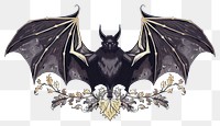 PNG Gothic bat illustration with foliage