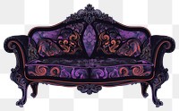 PNG Elegant vintage ornate purple sofa