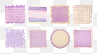 PNG Vintage purple ripped paper element set, transparent background