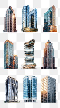 PNG modern office building element set, transparent background