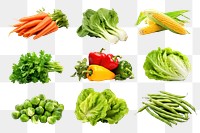 PNG vegetable food element set, transparent background