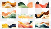 PNG Abstract shape borders element set, transparent background